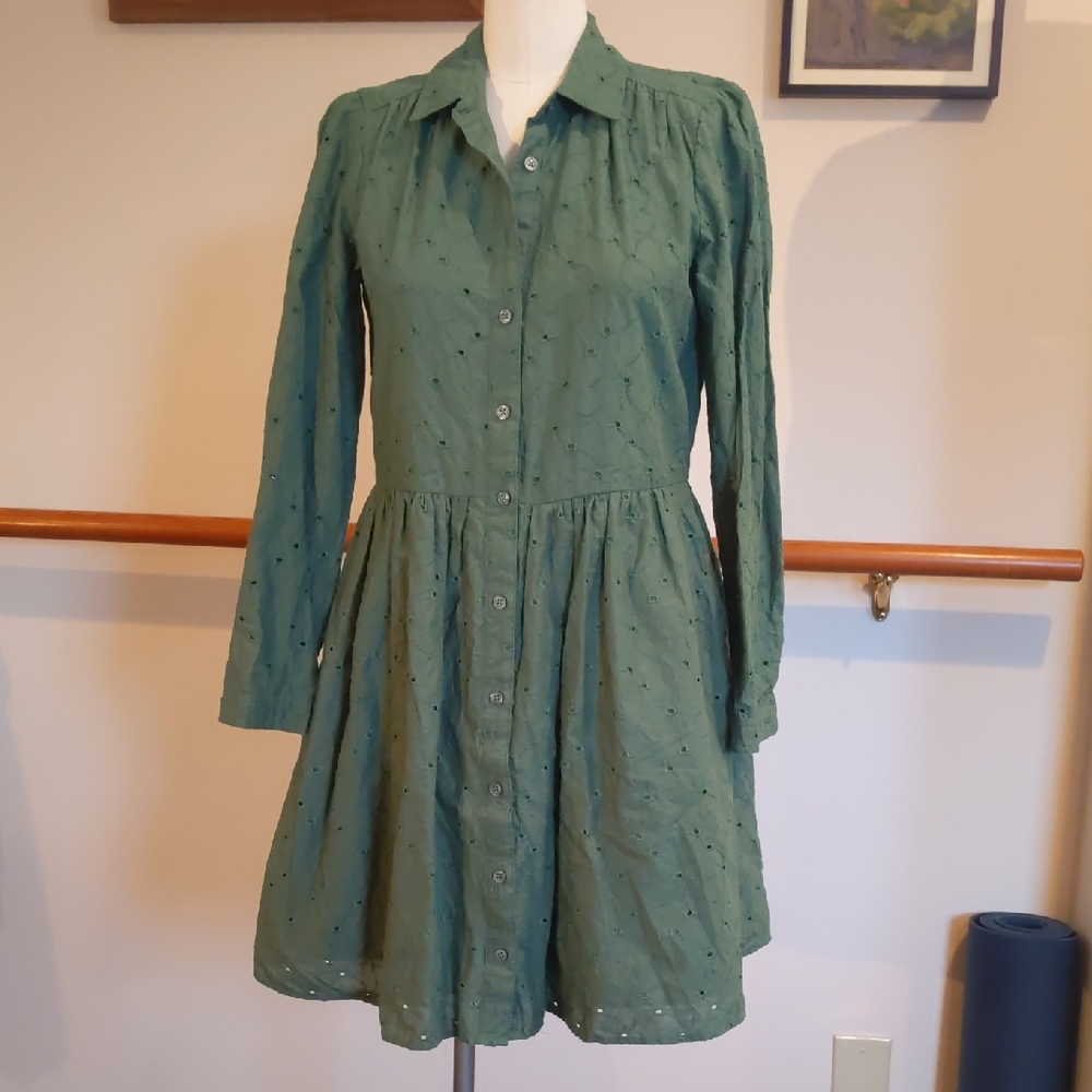 J. Crew Factory Green Button-Down Dress